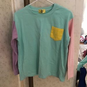 Blue Long Sleeve Block Tee